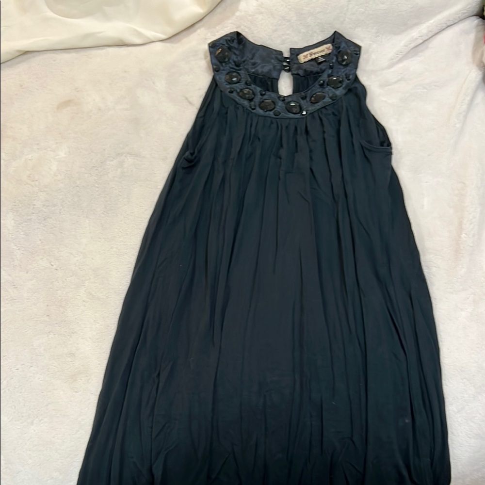 Forever 21 Shimmering Black Top with Gem Accents